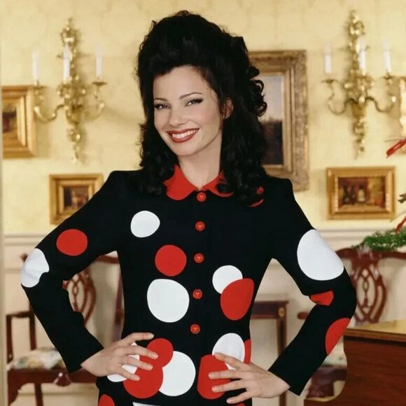 Moschino RED BLACK WHITE CIRCLE POLKA DOT DRESS FRAN NANNY USA 10 IT44 - Picture 13 of 14